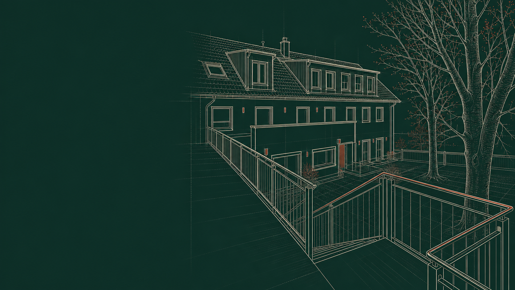 Moderne Linienillustration der Friedenseiche in Aichach